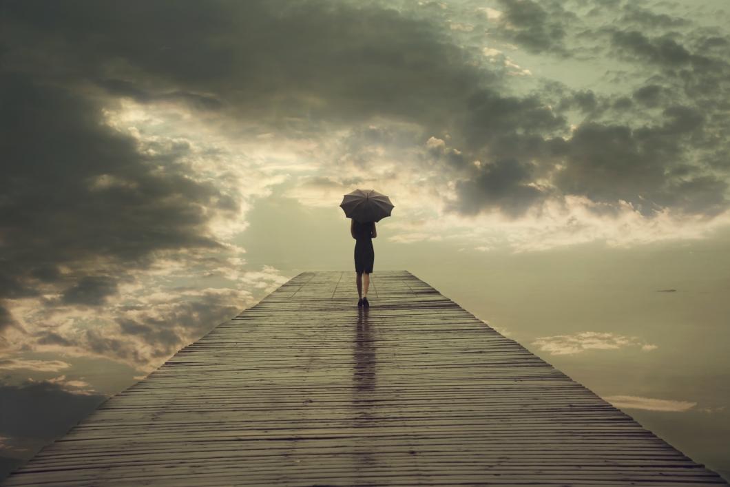Woman walking on Pier